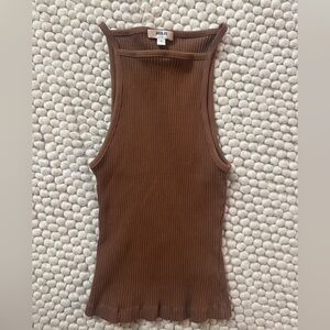 AGOLDE Brown Ribbed Tank Top